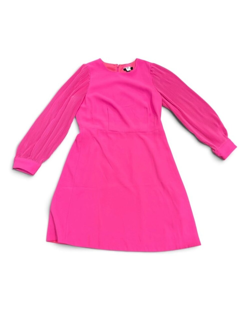 J.Crew Pink Dress With Pleated Sleeves Size 6 Polyester Blend Back Zipper Closur